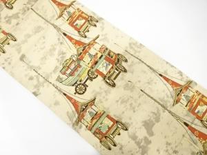 アンティーク　山鉾模様織り出し袋帯（材料）